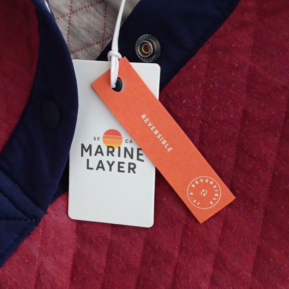 Marine Layer Women's Red Corbet Reversible Button Up Sweatshirt Size XS - Picture 8 of 13
